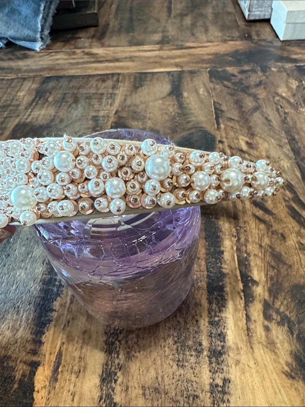 Brianna Cannon Pearl Cluster Padded Headband in Rose Gold